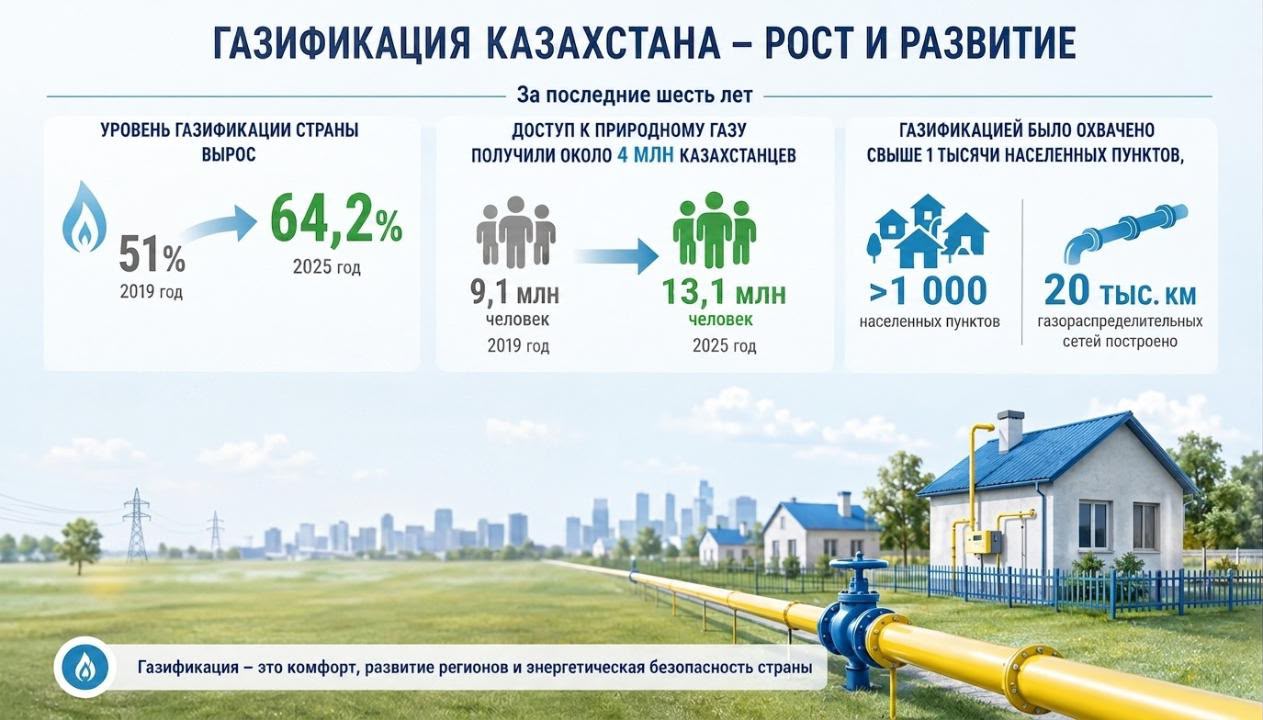 6 жылда тағы 4 млн қазақстандық газға қол жеткізді